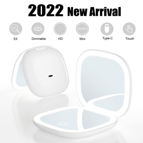 compact mirror magnifying with light